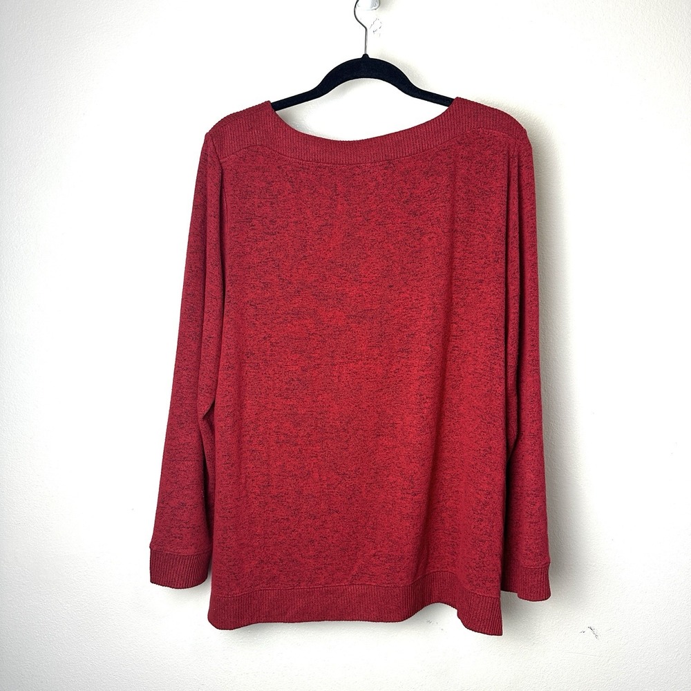 Weekends By Chicos Red Lightweight Pullover Top Women's XL Long Sleeve